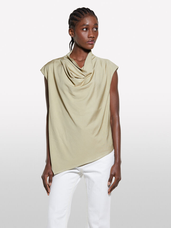 Military green draped top - blouses pour femme - Kaki | Sisley image number 4